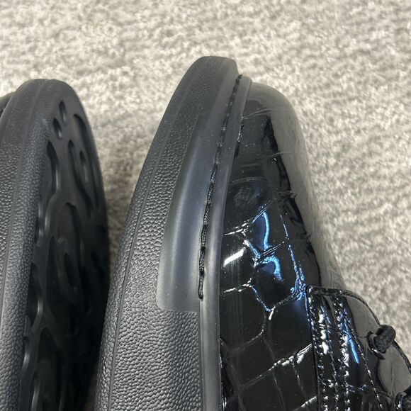 Alexander McQueen Croc Effect Boots Womens 38.5E US 8.5 Black Combat New - Picture 12 of 16